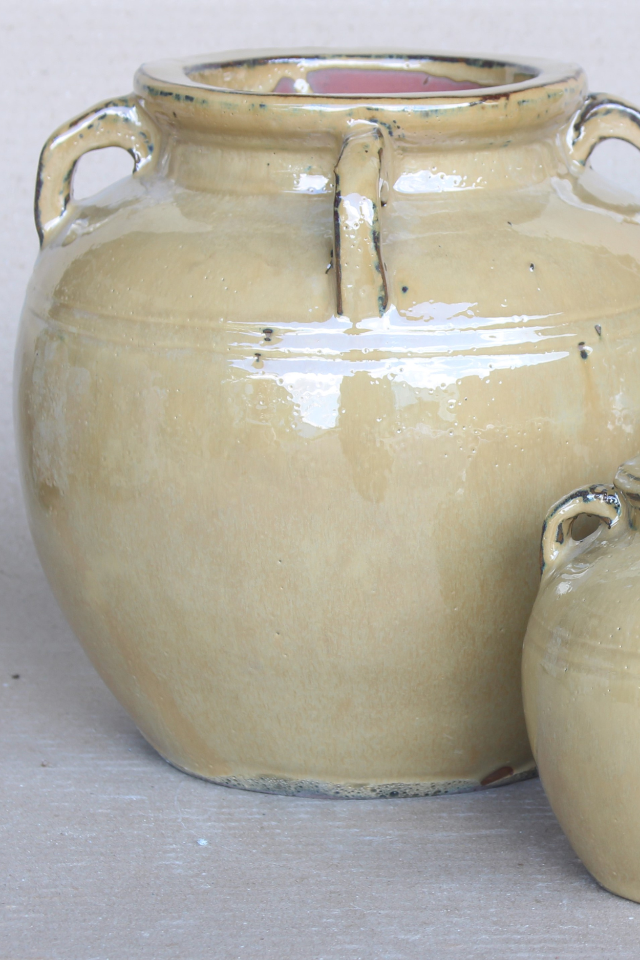 Chevalier Cream Glazed Vase With Handles Large