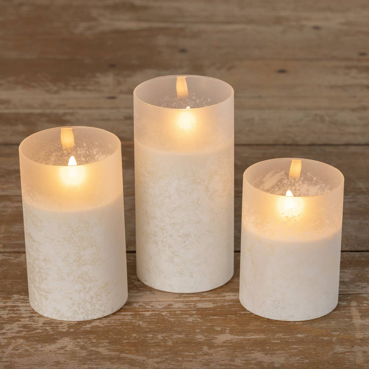 5" WHITE FROSTED GLASS 3D FLAME CANDLE