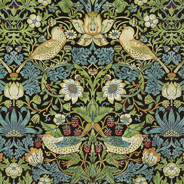 Lunch Napkin : IHR - STRAWBERRY THIEF (V&A) black