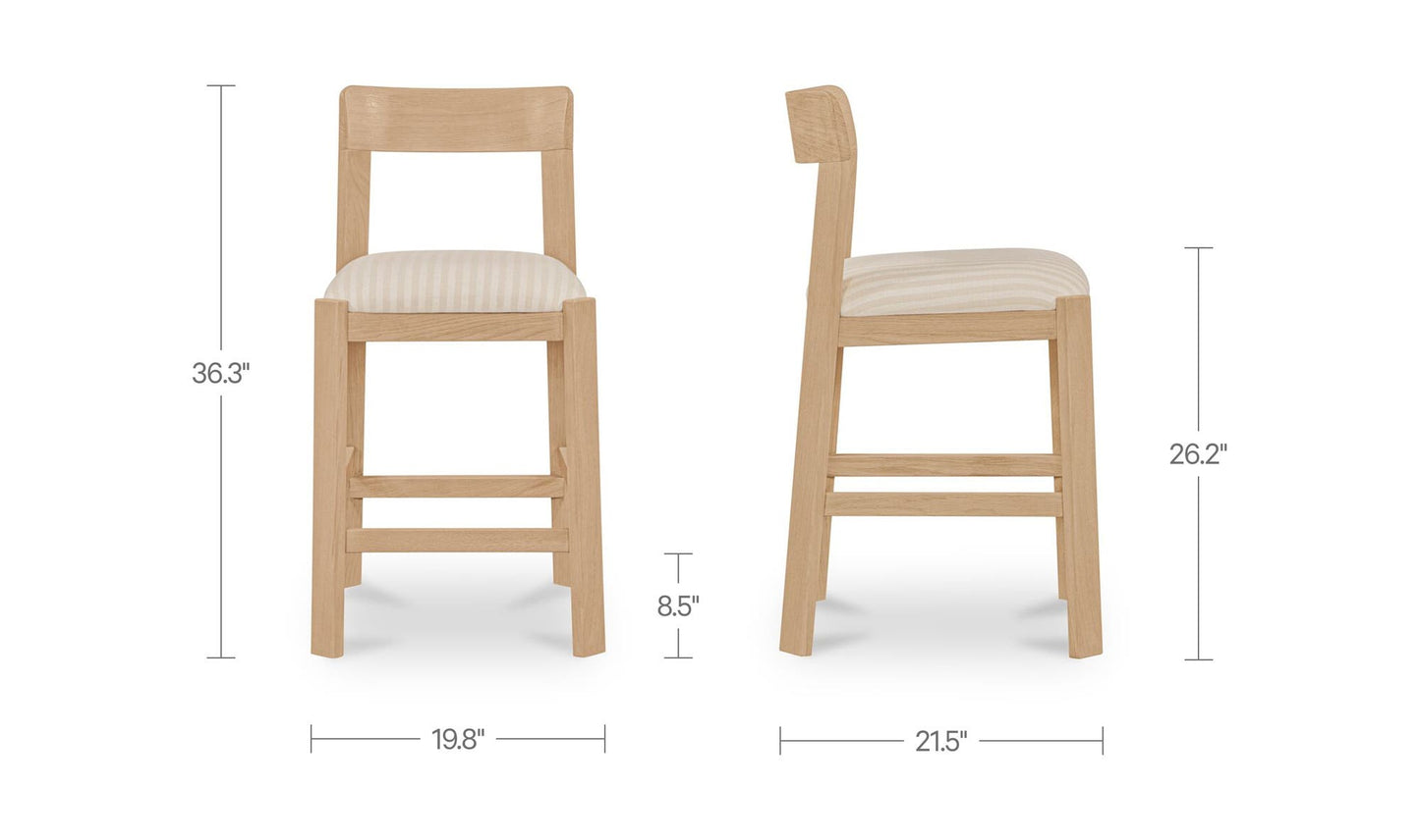 Oli Solid Oak Counter Stool Stripe