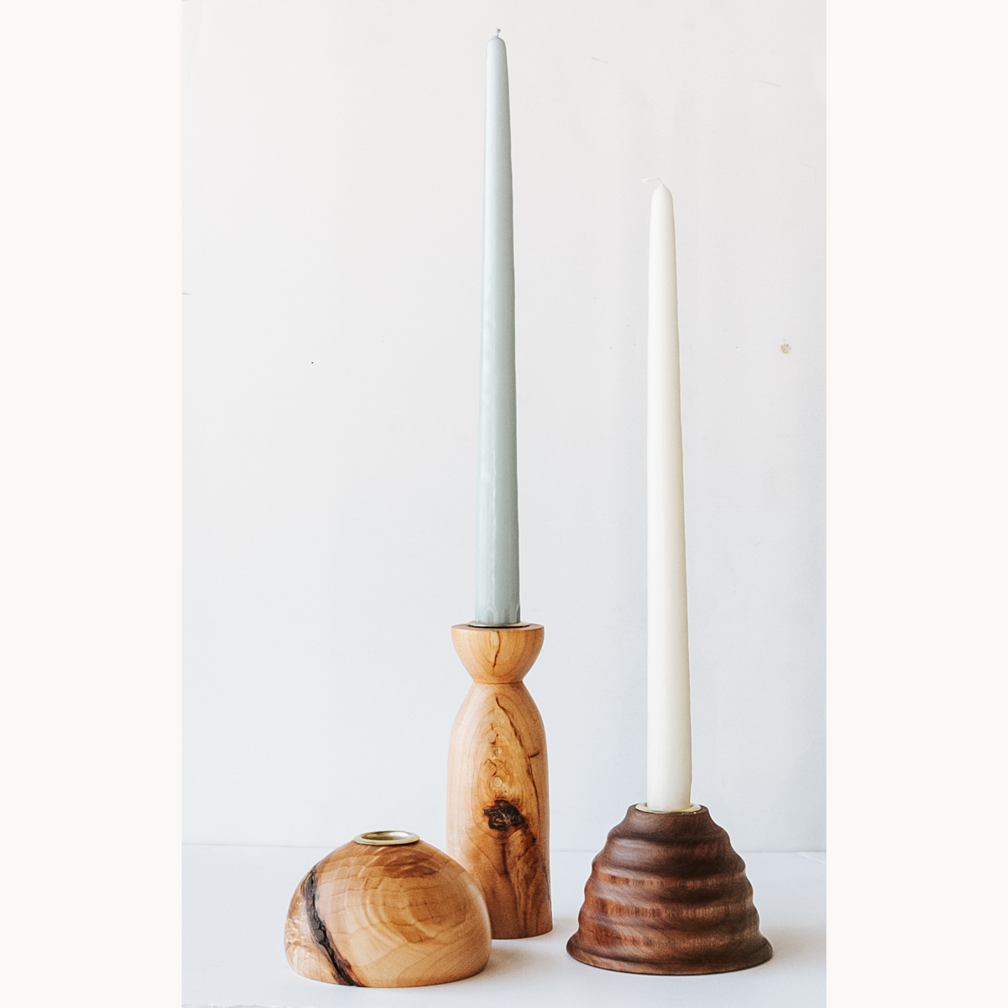 Hand turned Elm bulb taper candle holder🇨🇦🇨🇦