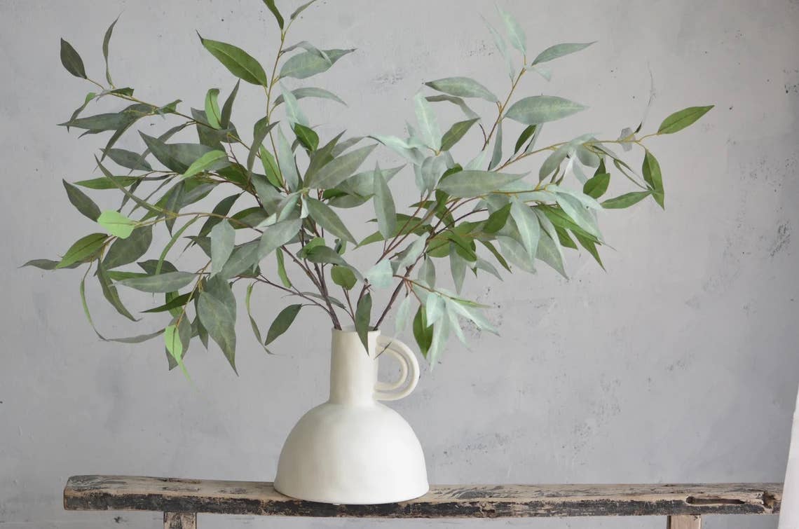 41"Quality Artificial Frosty Grey Green Eucalyptus Branch