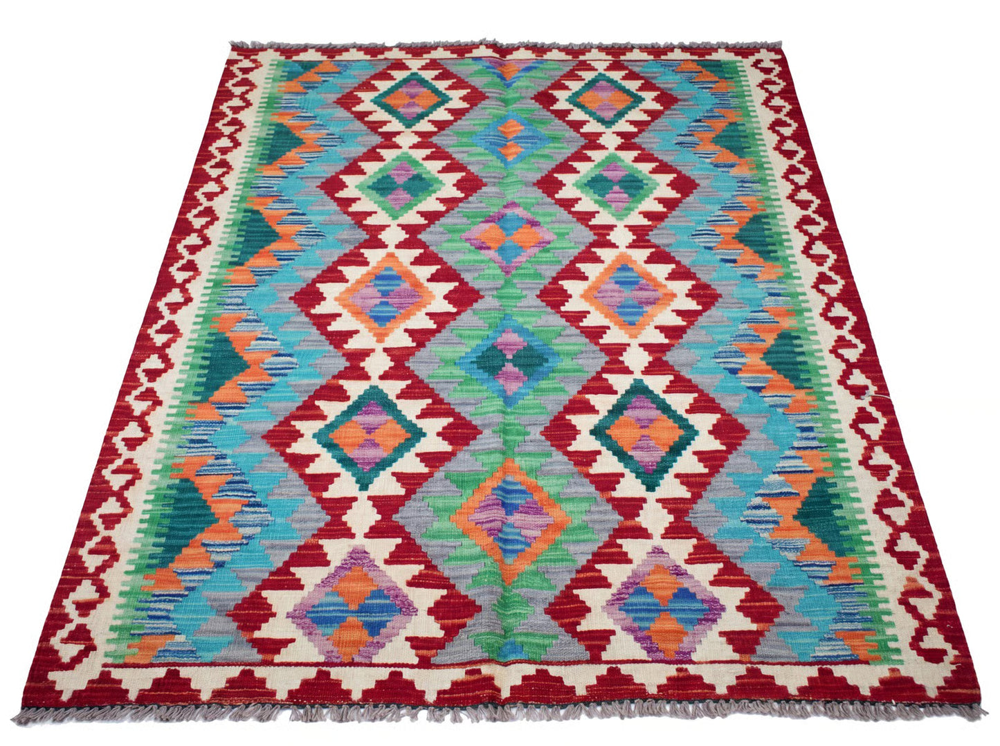 Kilim Maimana Wool Hand Knotted Pakistani Rug - 3'5" x 4'11" SKU: N13618