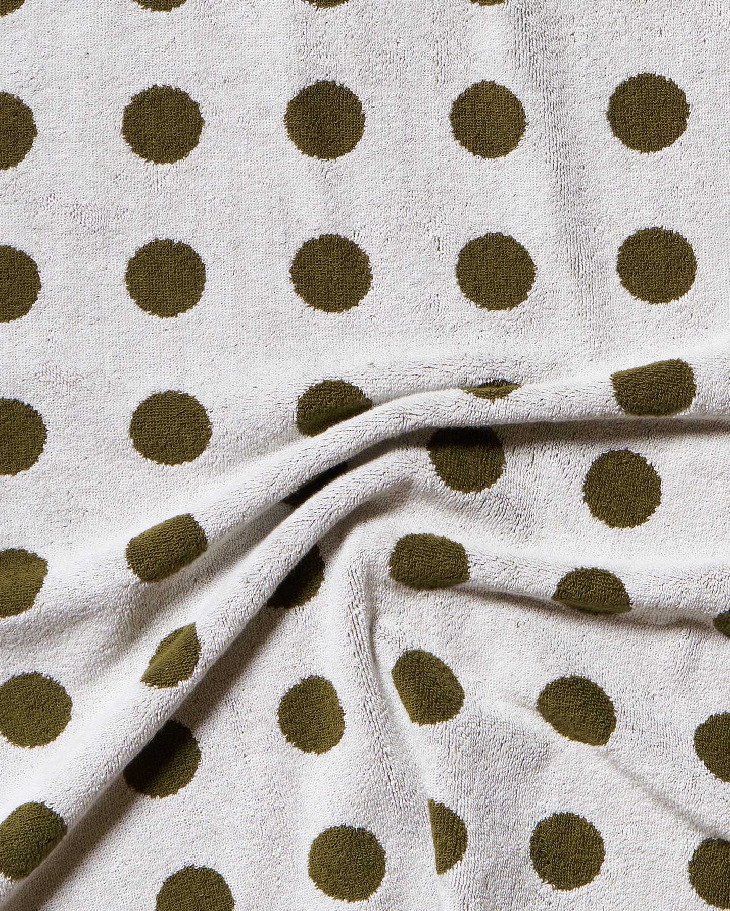 Polka Dot Stretch Bath Towel Moss Green Ceramic Clay