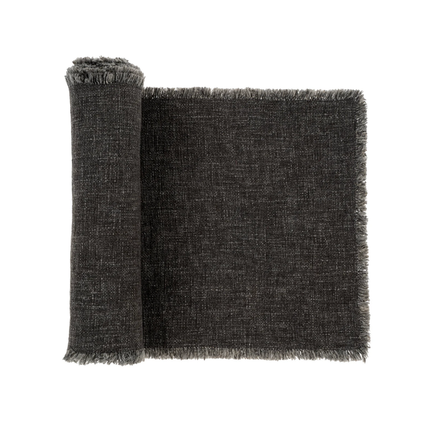 Selen Linen Table Runner, Dark Grey
