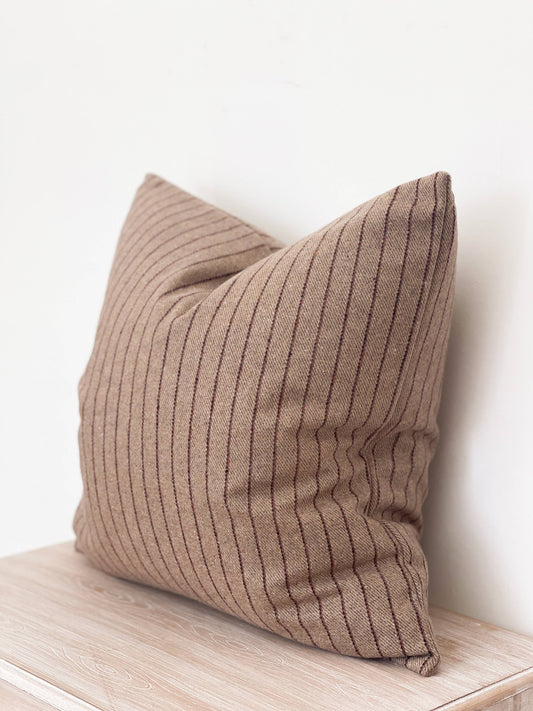 Wool Effect Cushion Cover 45×45 – Brown Stripe