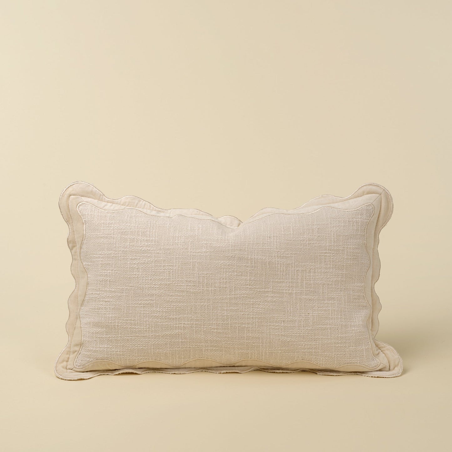21x12 Velvet Scallop Pillow, Ivory