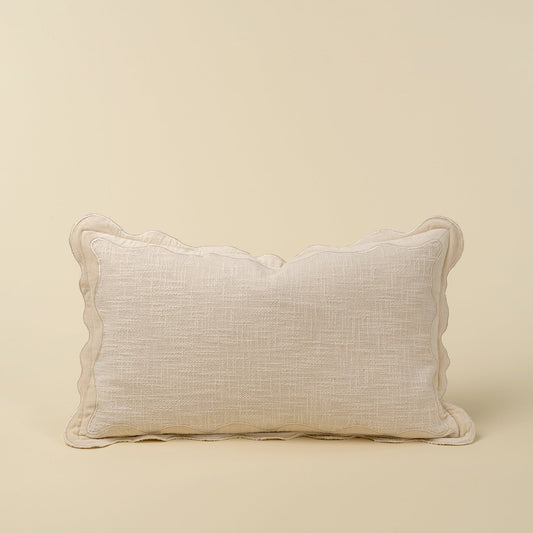 21x12 Velvet Scallop Pillow, Ivory