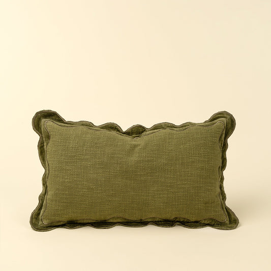 21x12 Velvet Scallop Pillow, Moss