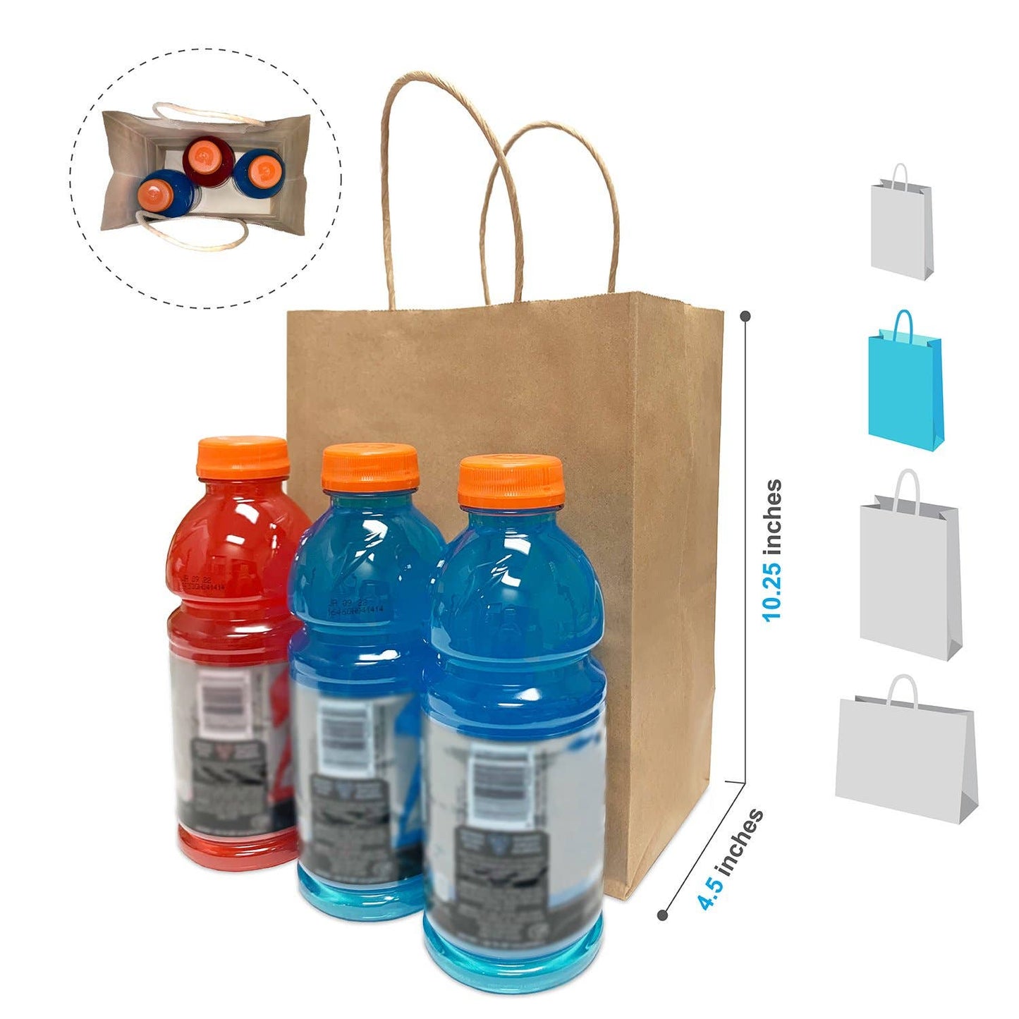 Cub 8x4.75x10.25 inches Kraft Paper Bags Twist Handle