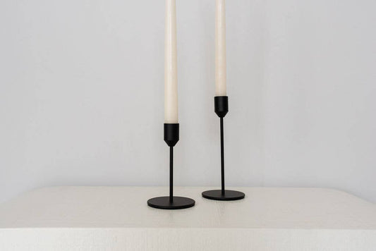 Inkwell Black Metal Modern Tapered Candle Holders | Set of 2