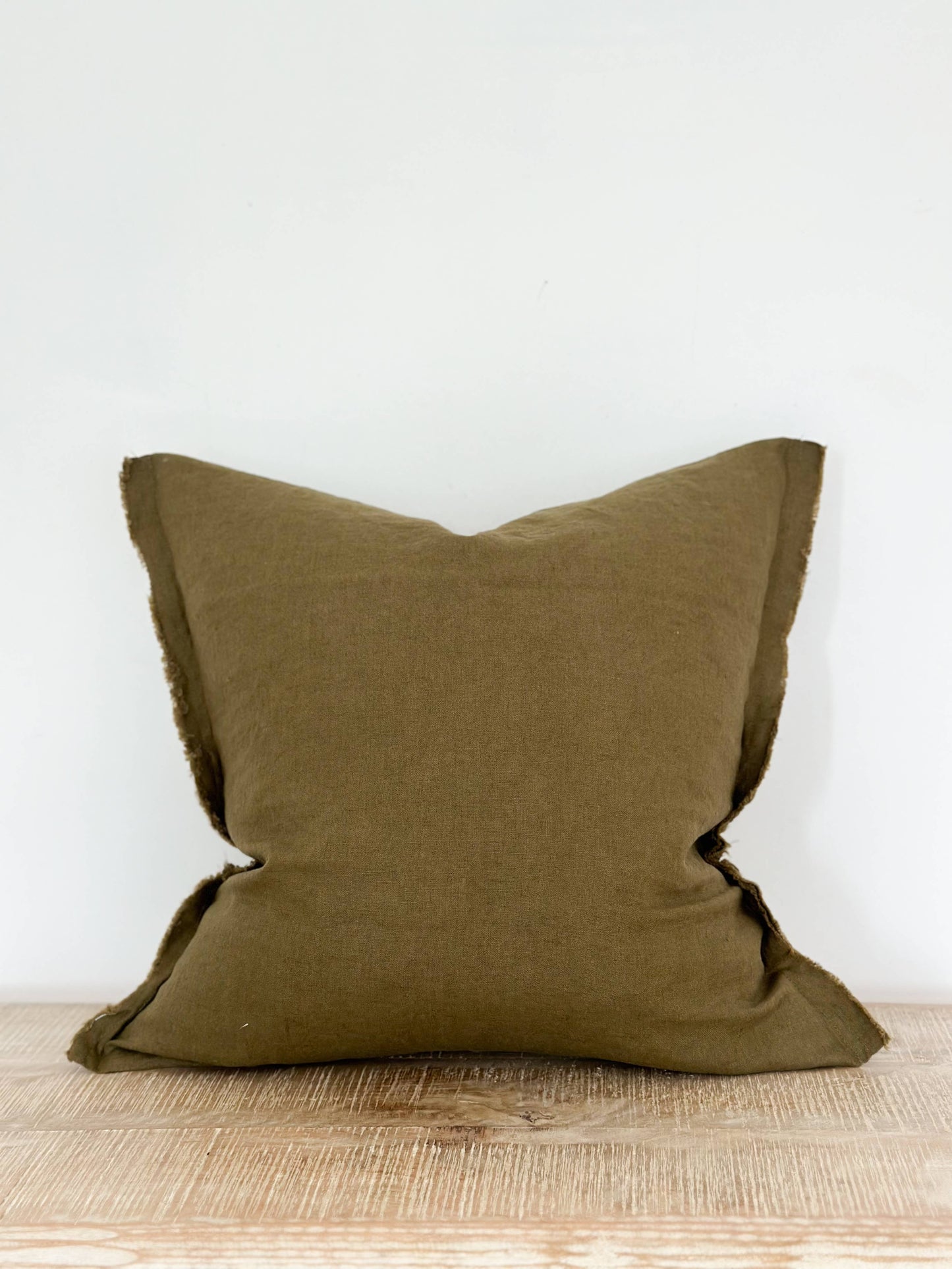 Linen Cushion Cover – Olive Green