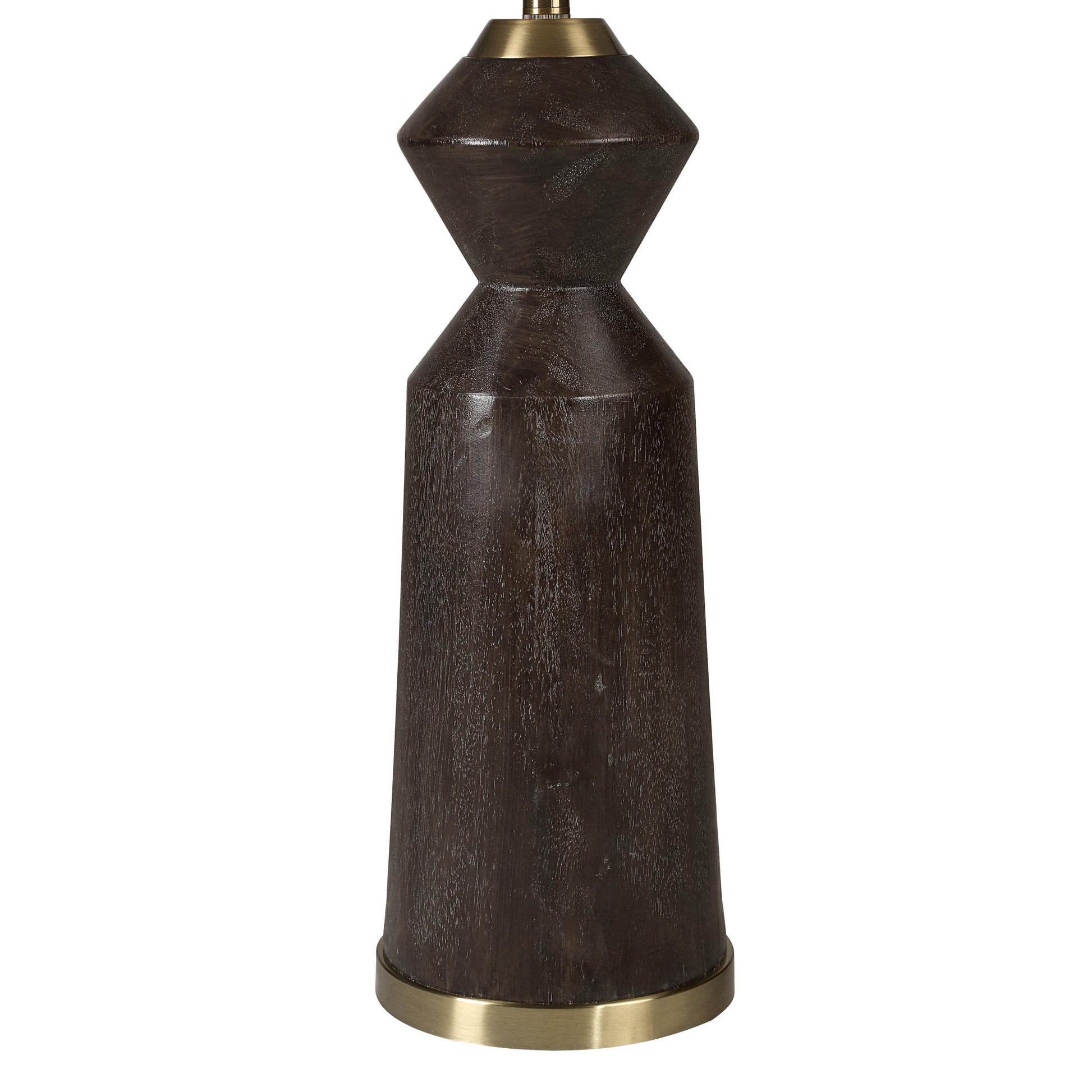 Pixel Dark Brown White-Washed Floor Lamp with Cream Linen Shade