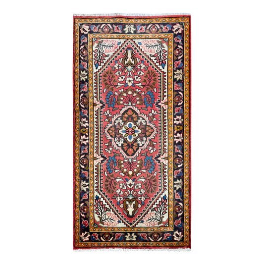 Lilian Semi-Antique Medallion Red Wool Hand Knotted 2'4" x 4'6"