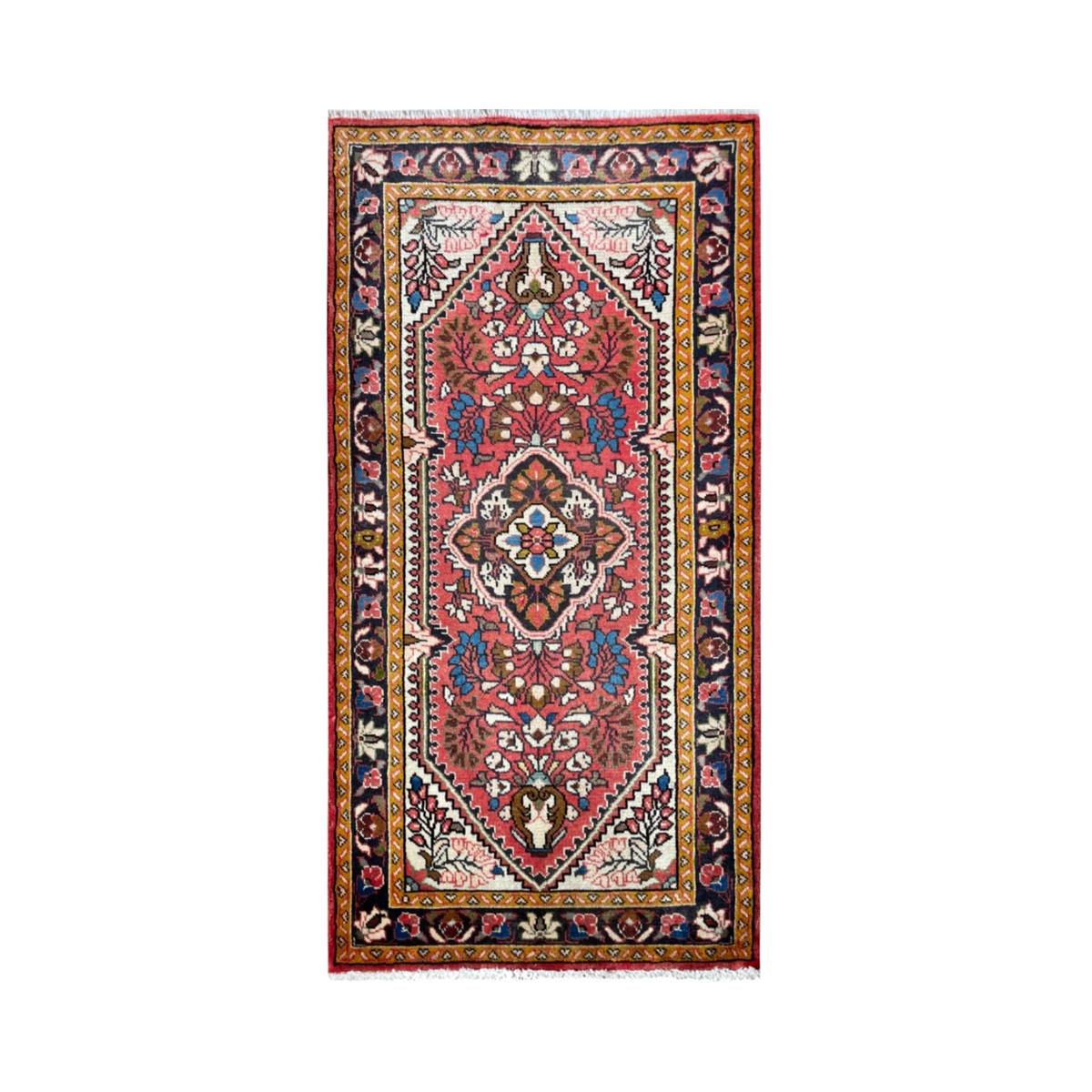 Lilian Semi-Antique Medallion Red Wool Hand Knotted 2'4" x 4'6"
