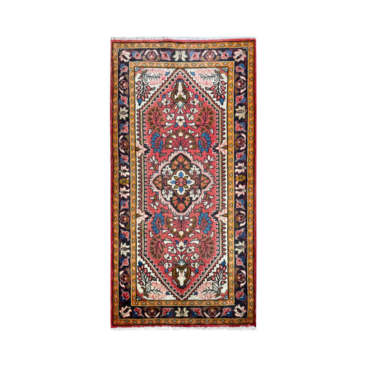 Lilian Semi-Antique Medallion Red Wool Hand Knotted 2'4" x 4'6"