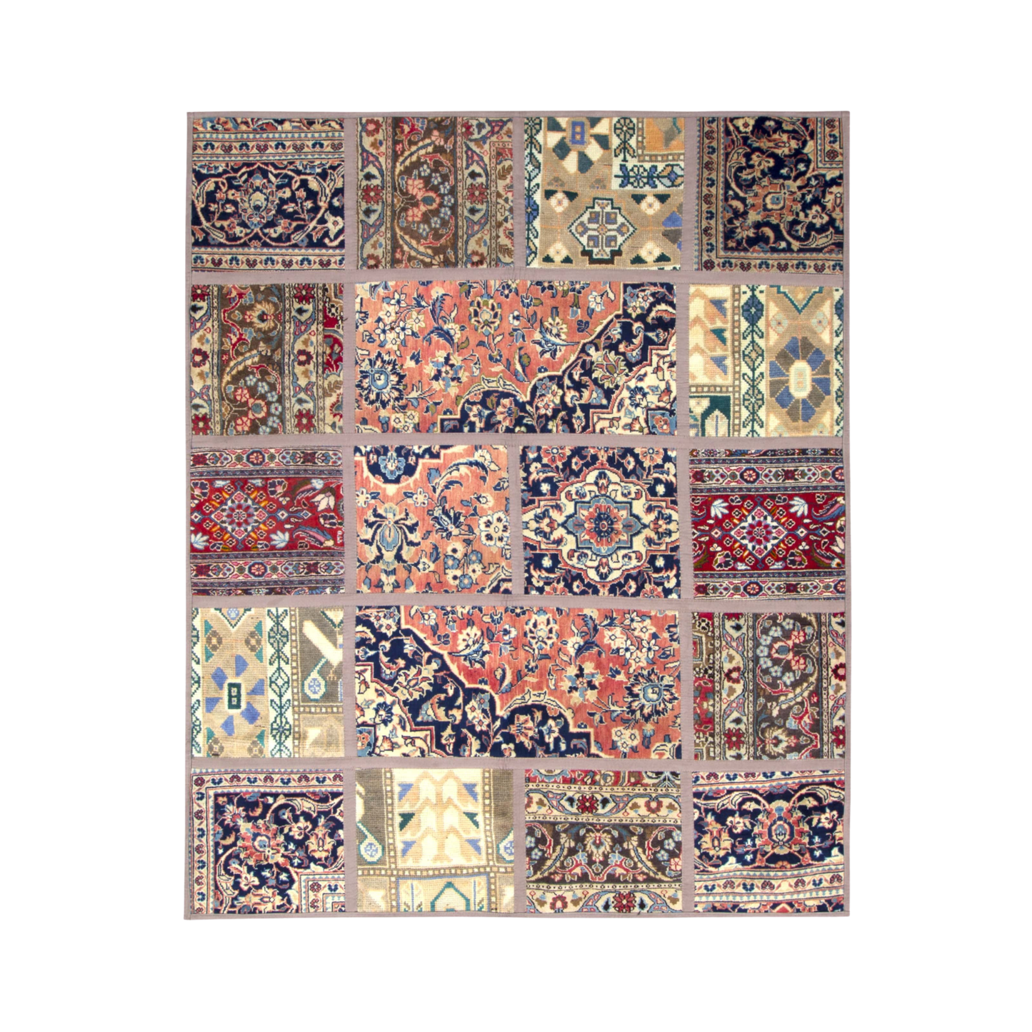 Chehel Tikke Patchwork Wool Hand Knotted 5'3" x 6'6"