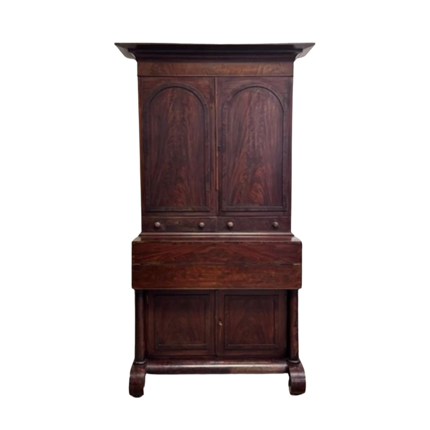 Antique 1850s Empire Blind Secretary Desk – Mahogany Masterpiece with Hidden Compartments