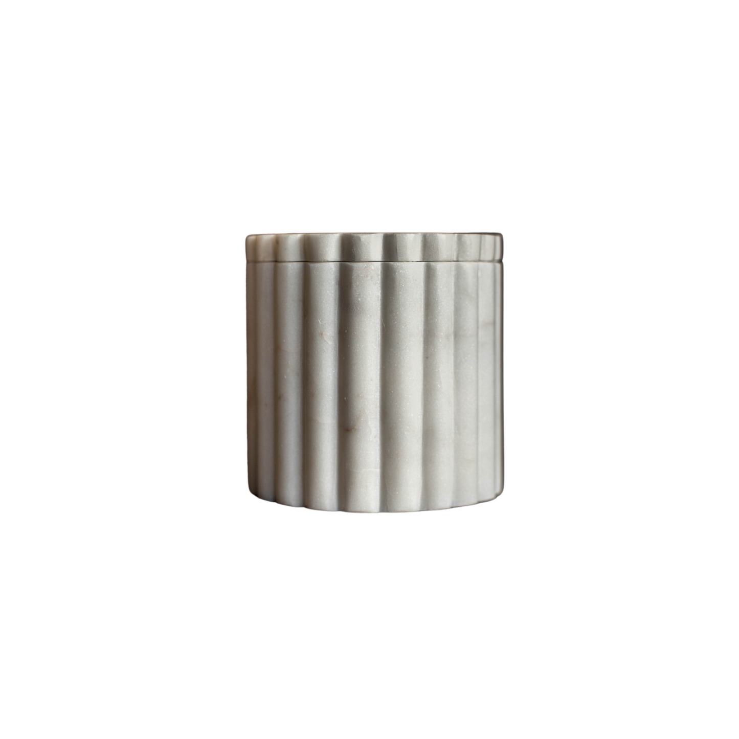 Fluted Jar Canister White Marble