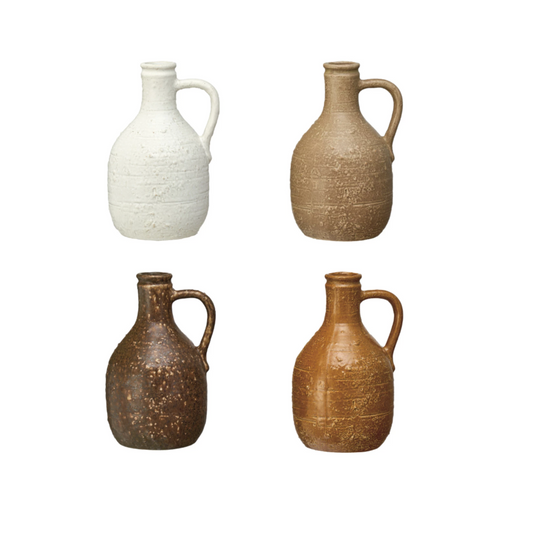 Decorative Stoneware Jug w/ Handle