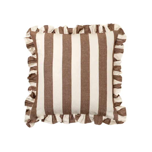 20x20 Ruffle Thick Stripe Pillow, Brown