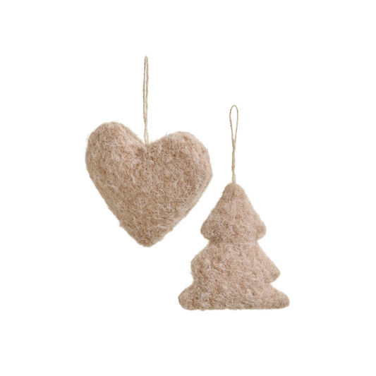 Heart and Tree Set Plush Ornaments