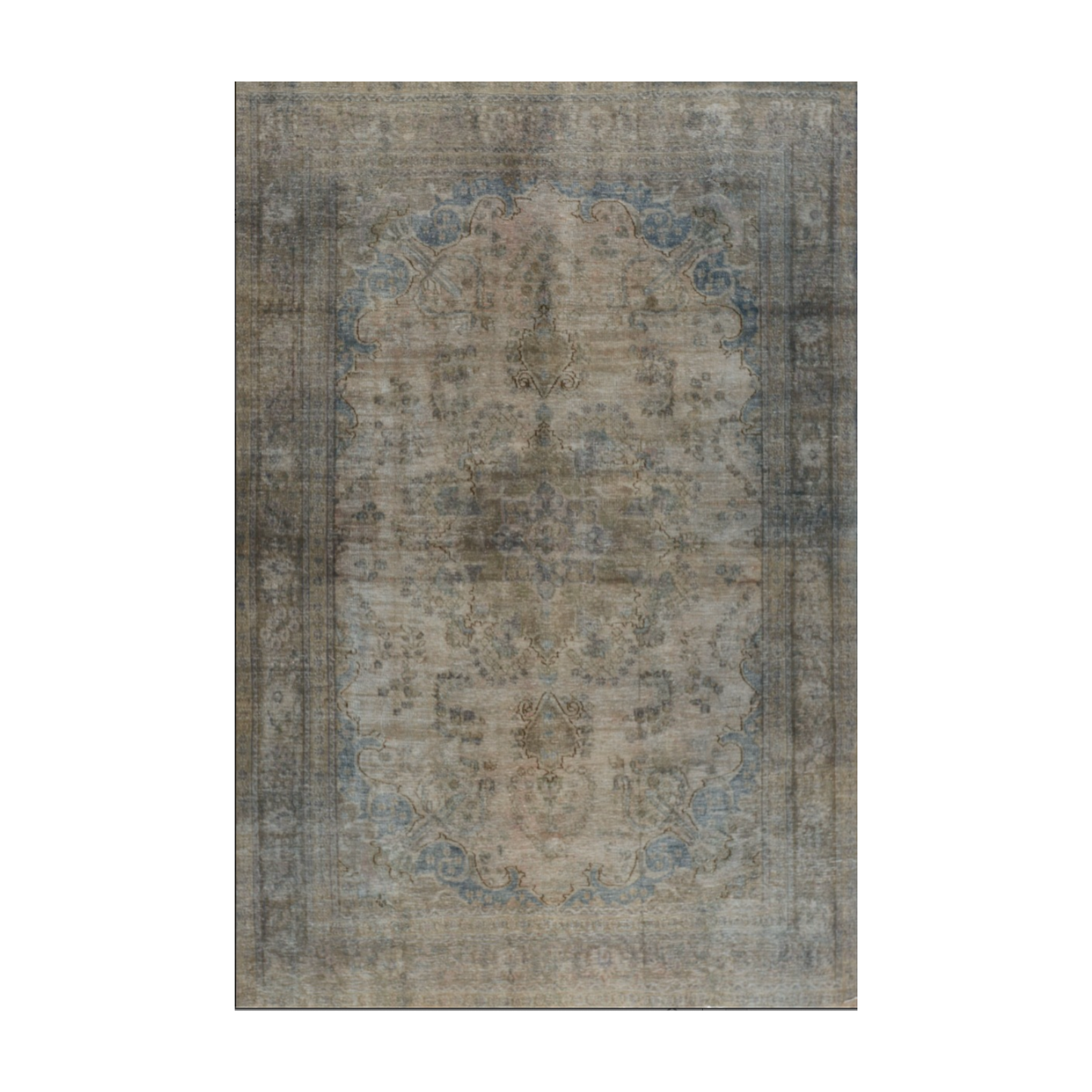 Sabzevar Stonewash Overdyed Vintage Hand Knotted Wool 6'3" x 9'5"