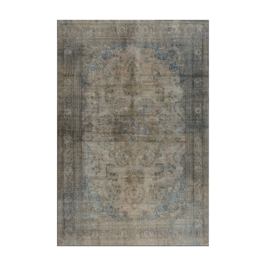 Sabzevar Stonewash Overdyed Vintage Hand Knotted Wool 6'3" x 9'5"