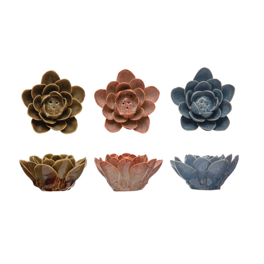 Handmade Stoneware Flower Incense Holder