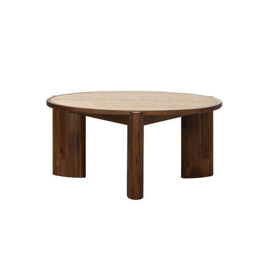 Remix Round Coffee Table - Travertine