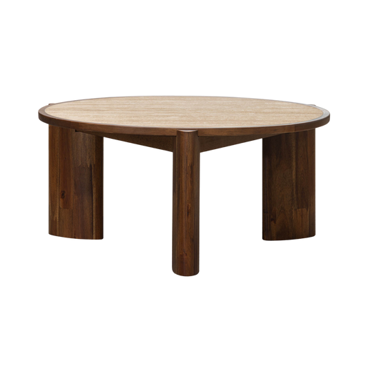 Remix Round Coffee Table - Travertine