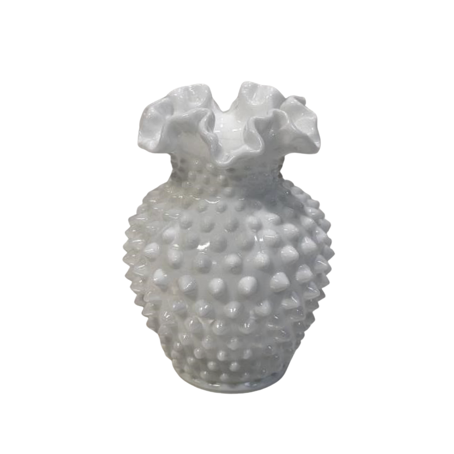 Milk Glass Hobnail Ruffled Vase🇨🇦