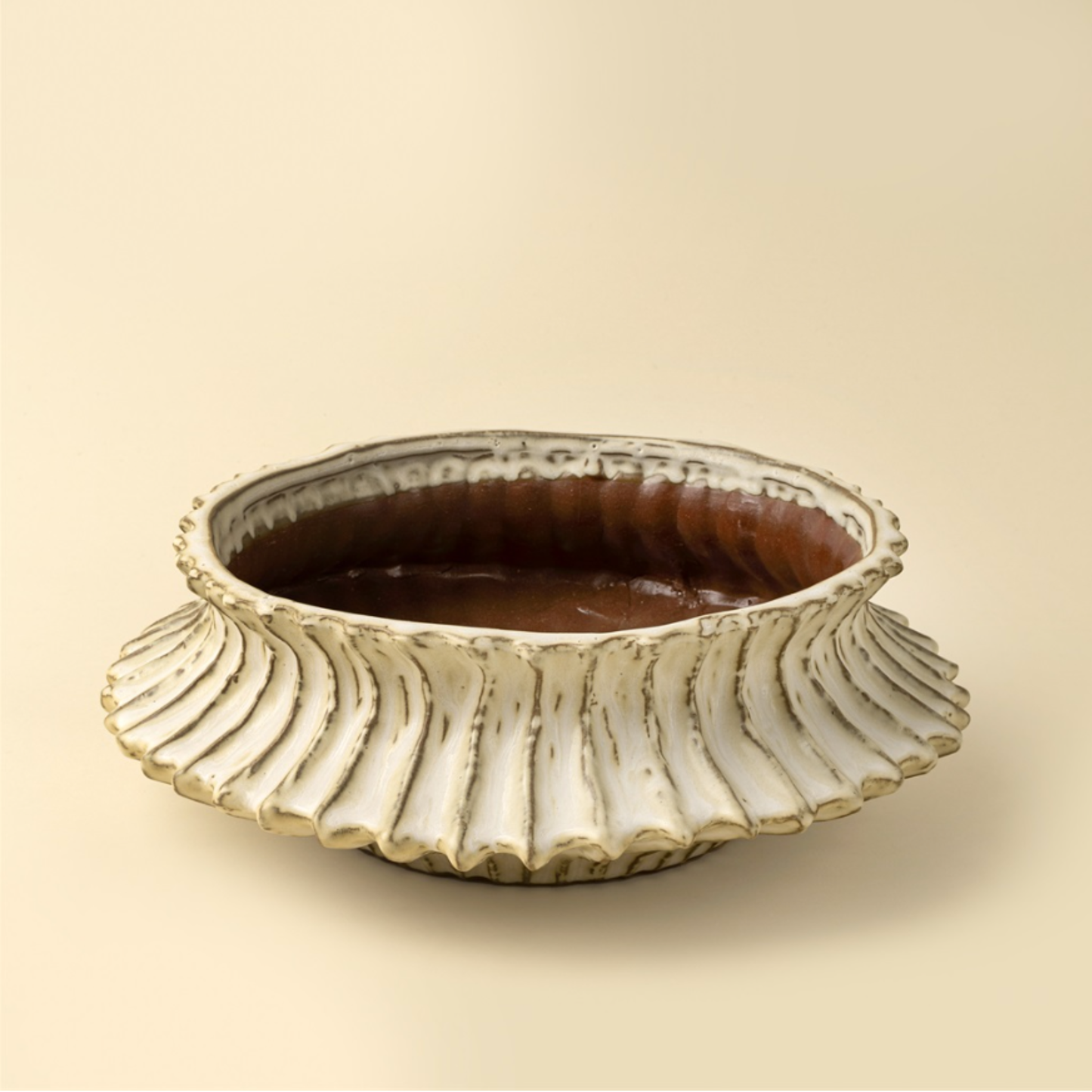 Stria Stoneware Low Vase
