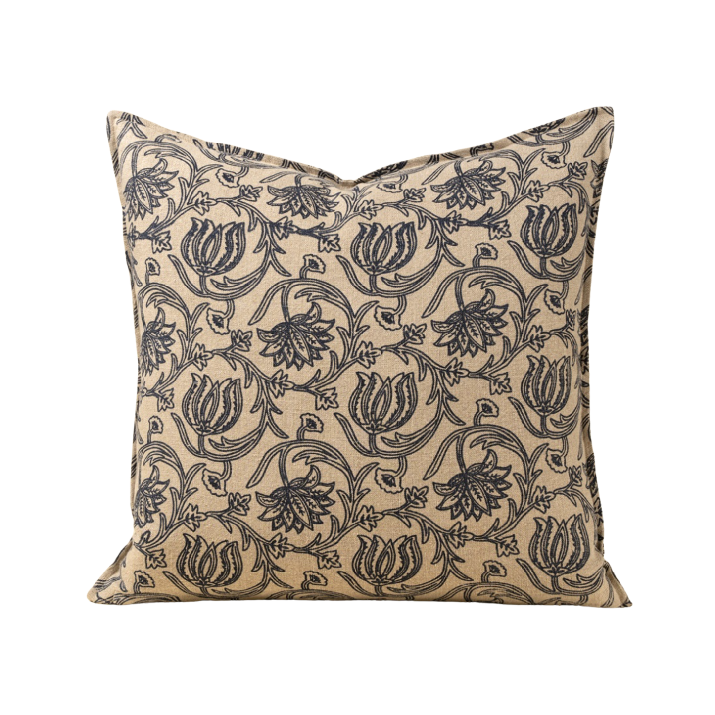 24x24 Lotus Linen Pillow, Blue