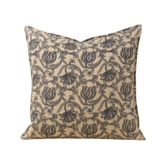 24x24 Lotus Linen Pillow, Blue