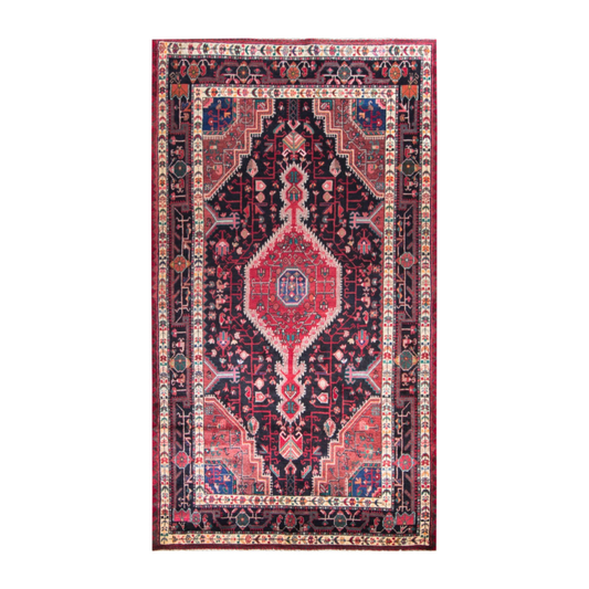 Toyserkan Semi-Antique Medallion Blue Wool Hand Knotted 5'1" x 9'1"