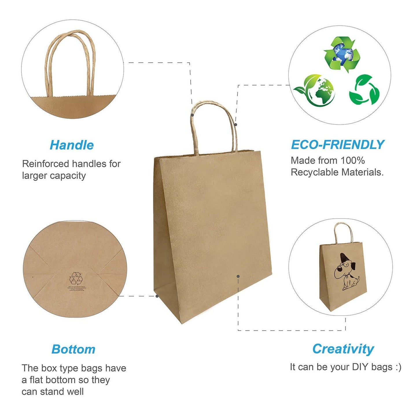 Debbie 10x5x13 Kraft Paper Bag Twisted Handle