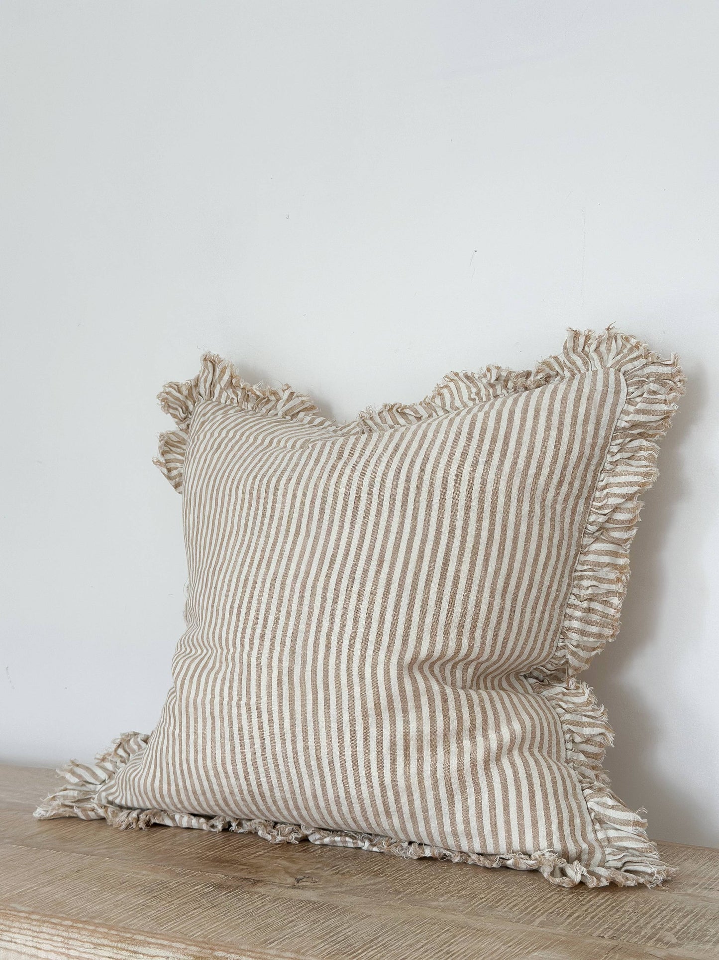 Ruffle Linen – Light Brown Stripe