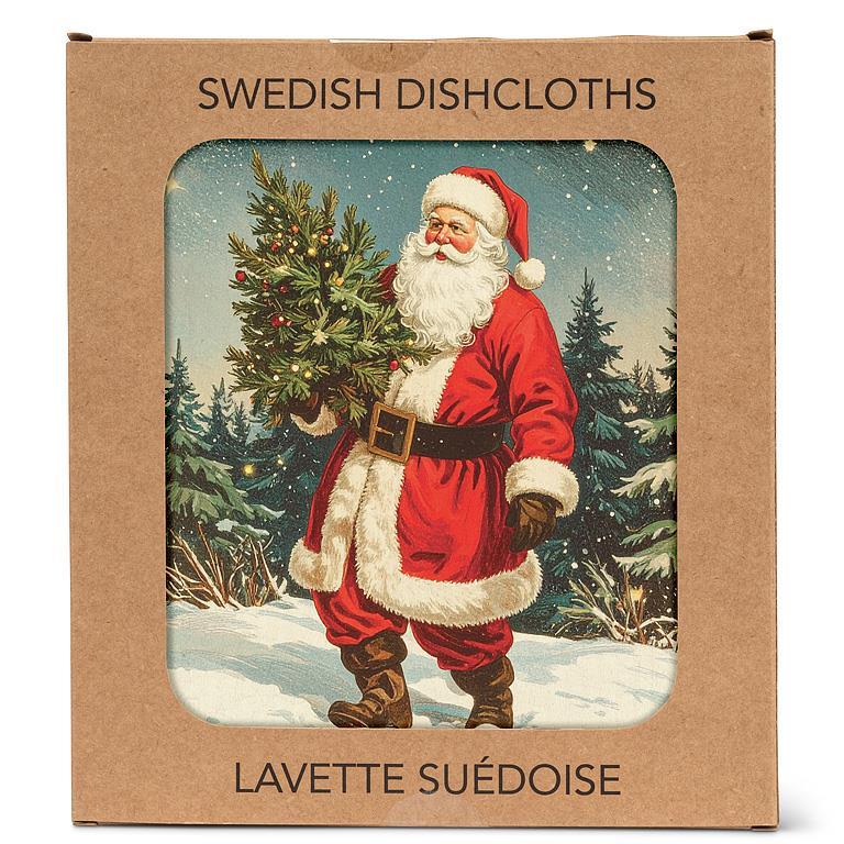 Vintage Santa Dishcloth-6.75x7.5"L