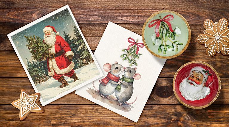 Vintage Santa Dishcloth-6.75x7.5"L