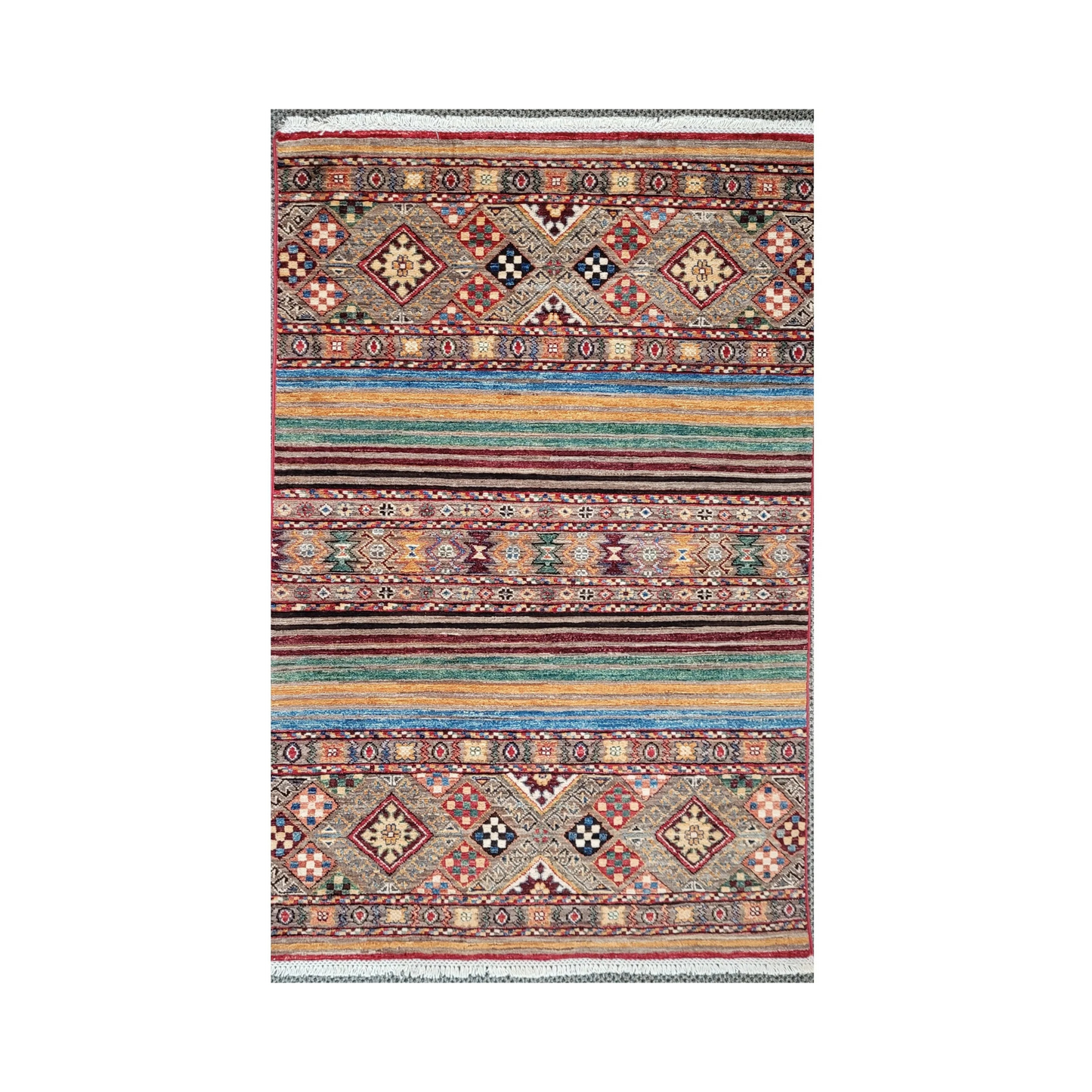 Chobi Super Khorjin Fine Wool Hand Knotted Afghan Rug - 3'3" x 4'10" SKU: N11929