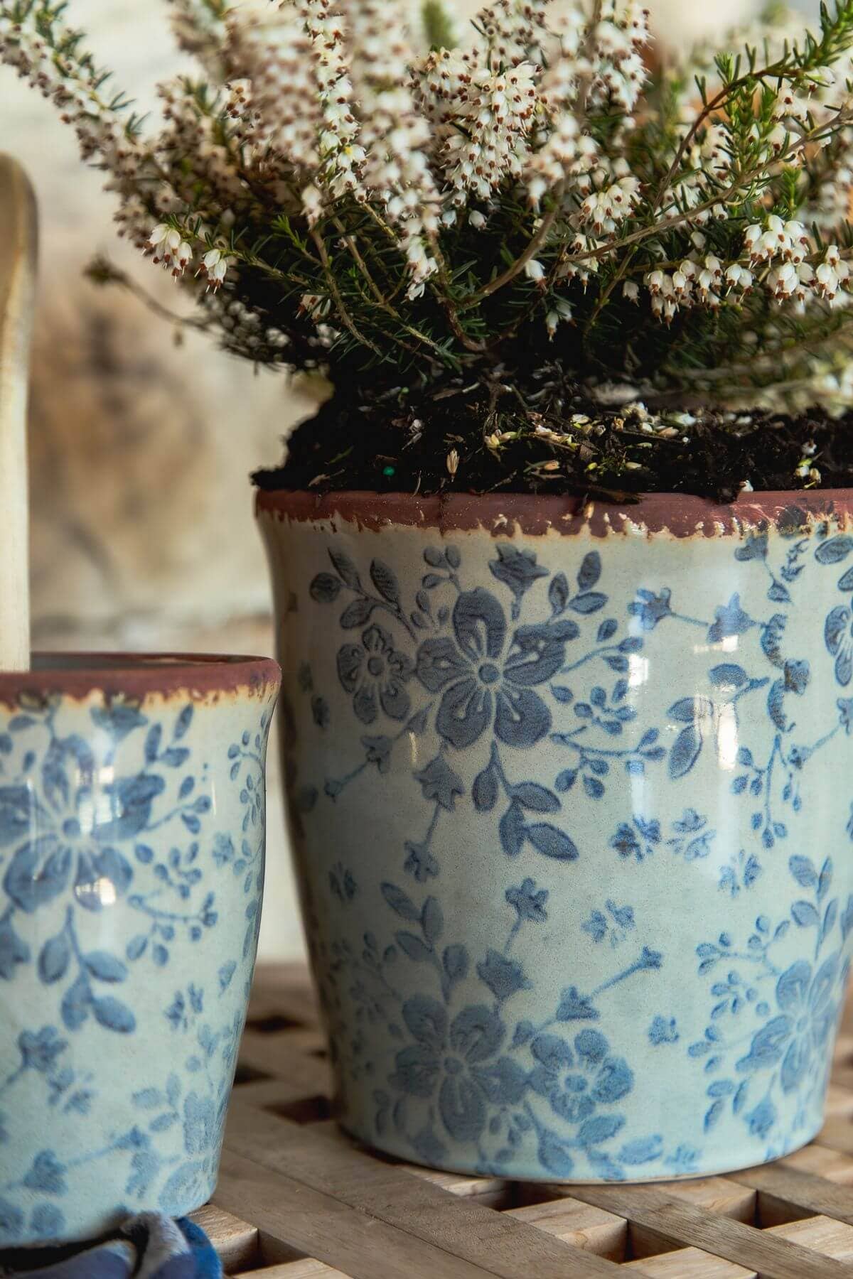 6.5 5 Inch Pot With Blue Floral Pattern