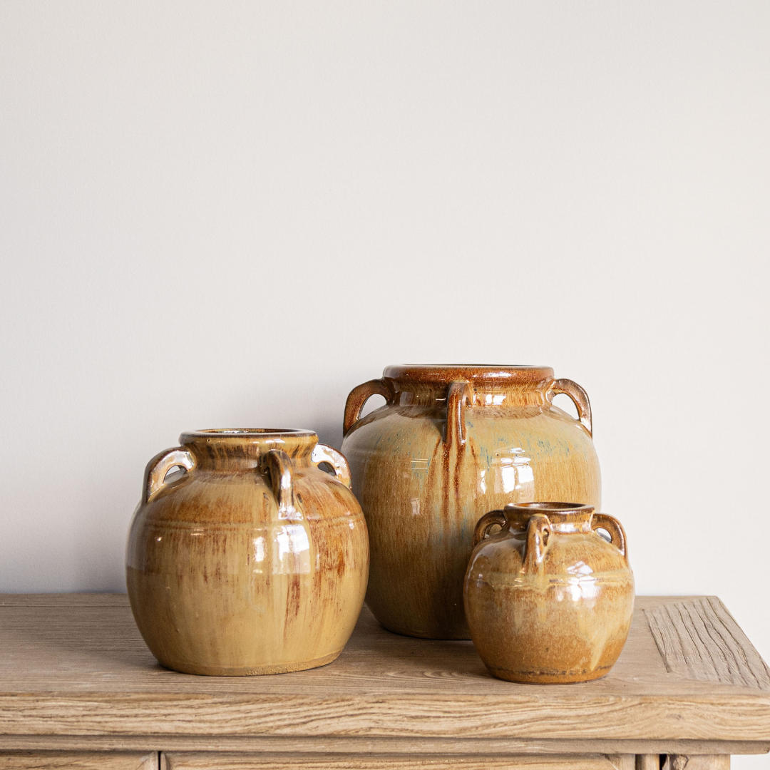 Chevalier Cream Glazed Vase With Handles