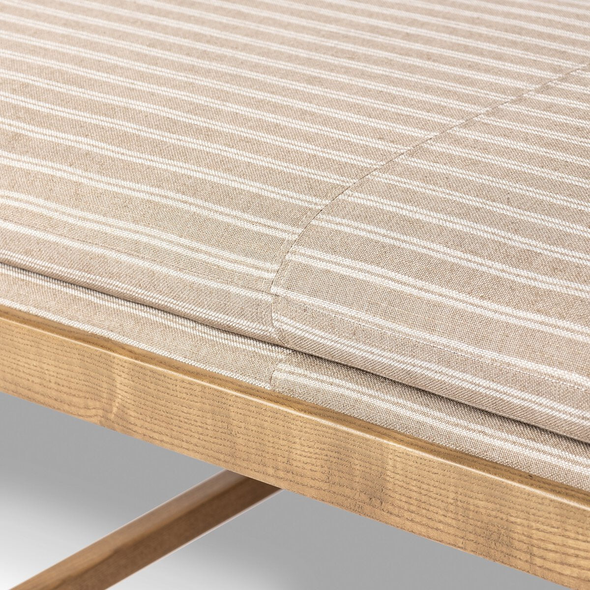 Eleanor Six-Leg Accent Bench with Semi-Attached Cushion and Aged Brass Casters