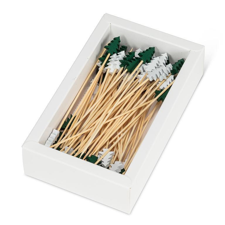 100Pc Christmas Tree Pick-Grn/Wht-4.5"L