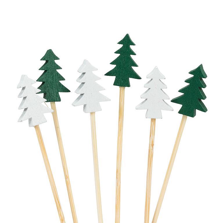 100Pc Christmas Tree Pick-Grn/Wht-4.5"L