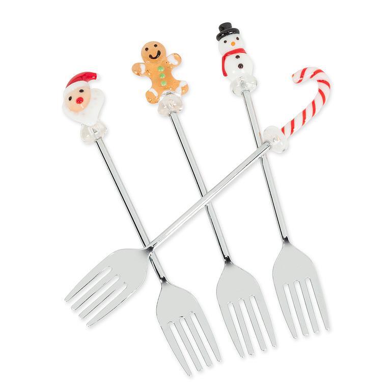*S/4 Holiday Icon Cocktail Forks-4.5"L