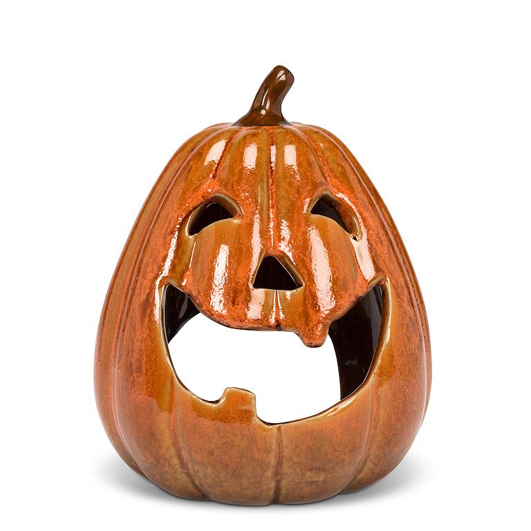 Tall Jack O'Lantern Candle Holder-6"H