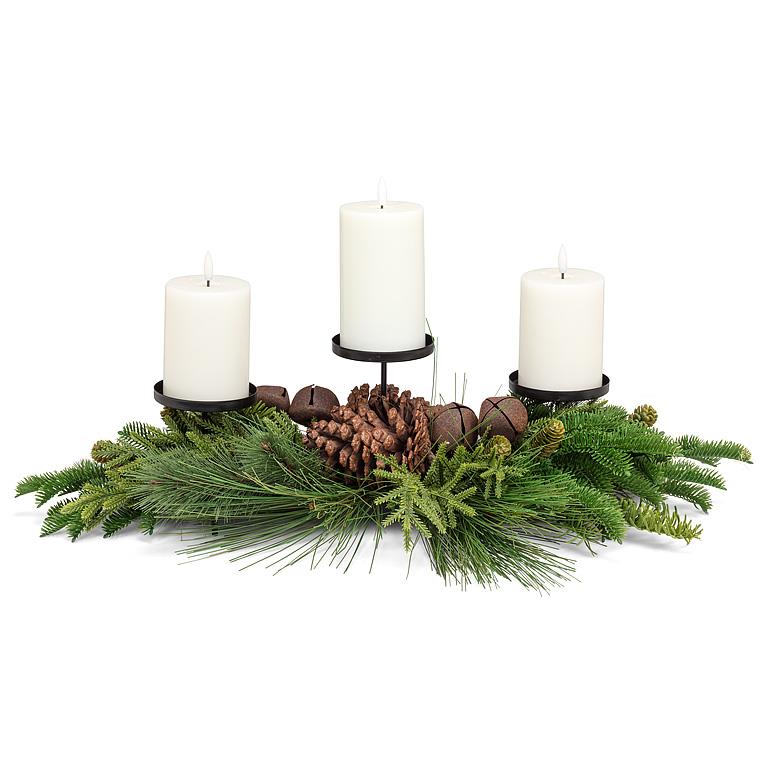 Bough & Bell Triple Pillar Holder-25"L