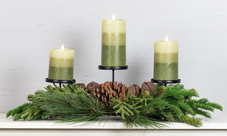 Bough & Bell Triple Pillar Holder-25"L